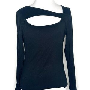 A New Day Black Asymmetrical Cut Out Blouse